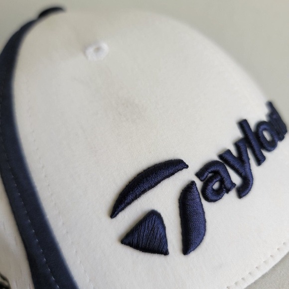 TaylorMade Golf Hat Cap TP Ball Burner Adjustable Strapback White Blue - Picture 3 of 9